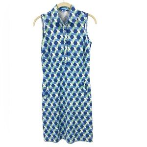 J McLaughlin Womens Dolly Catalina Cloth Dress Size XS Blue Green Sleeveless